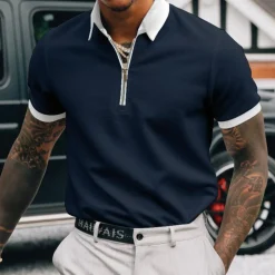 Shirts Heren*Edvard - Elegant Half Rits Poloshirt voor heren - Zomerse Stijl