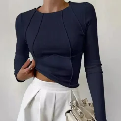 Truien & Vesten Dames*Eenvoudige damestop met lange mouwen voor de zomer