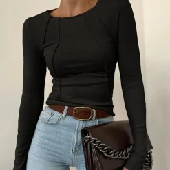 Truien & Vesten Dames*Eenvoudige damestop met lange mouwen voor de zomer