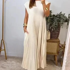 Jurken & Jumpsuits Dames*Eenvoudige zomer plooijurk voor vrouwen