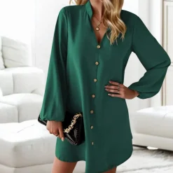 Jurken & Jumpsuits Dames*Effen en ruimvallende zomerjurk voor dames