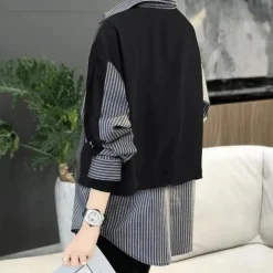 Topjes & Shirts Dames*Eilidh - Stijlvol gestreept shirt met lange mouwen voor haar - Zomerse editie Zwart