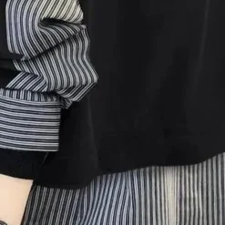 Topjes & Shirts Dames*Eilidh - Stijlvol gestreept shirt met lange mouwen voor haar - Zomerse editie Zwart