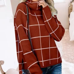 Truien & Vesten Dames*Elda - Modieuze Zomerse Damestrui met Ruitjesmotief