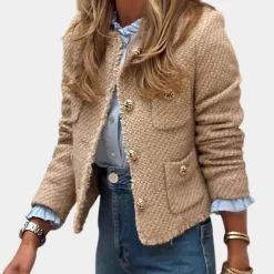 Jassen Dames*Elegant damesjack voor de zomer Khaki