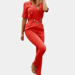 Jurken & Jumpsuits Dames*Elegante damesjumpsuit met v-hals voor de zomer