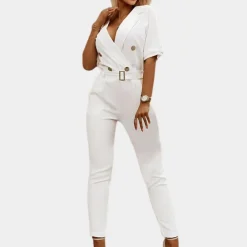 Jurken & Jumpsuits Dames*Elegante damesjumpsuit met v-hals voor de zomer