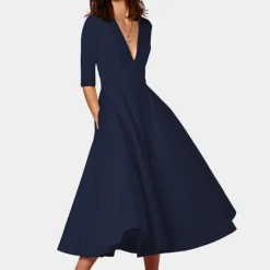 Jurken & Jumpsuits Dames*Elegante damesjurk met v-halslijn voor de zomer