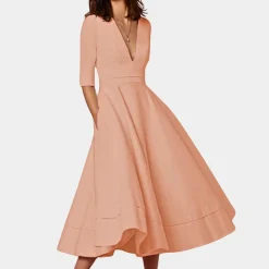 Jurken & Jumpsuits Dames*Elegante damesjurk met v-halslijn voor de zomer