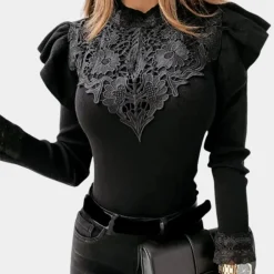 Topjes & Shirts Dames*Elegante damesshirt met lange mouwen voor de zomer