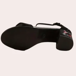 Damesschoenen*Elegante zomerdamessandalen met bloemenprint Zwart