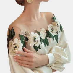 Blazers & Blouses Dames*Elegante zomerse gebloemde damesblouse Beige