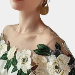 Blazers & Blouses Dames*Elegante zomerse gebloemde damesblouse Beige