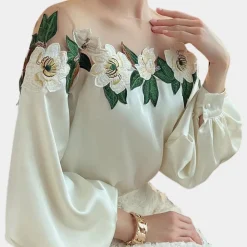 Blazers & Blouses Dames*Elegante zomerse gebloemde damesblouse Beige