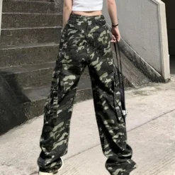 Broeken & Rokken Dames*Elera - Moderne Damesbroek met hoge taille voor de Zomer Camouflage