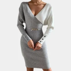 Jurken & Jumpsuits Dames*ELIANE - Luchtige Zomerse Gebreide Jurk voor Dames Grijs