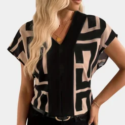Blazers & Blouses Dames*Elin - Moderne Trendy damesblouse voor de Zomer Zwart