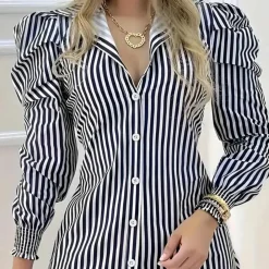 Topjes & Shirts Dames*Elisaveta - Elegant get zomer overhemd voor dames Streep