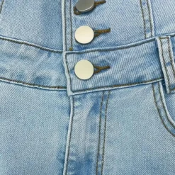 Broeken & Rokken Dames*Elizabete - Gescheurde jeans met hoge taille voor dames - Zomerse stijl Levendig Blauw