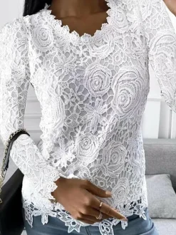 Topjes & Shirts Dames*Ellie - Lange top met lange mouw voor dames - Zomerse stijl