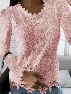 Topjes & Shirts Dames*Ellie - Lange top met lange mouw voor dames - Zomerse stijl