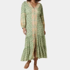 Jurken & Jumpsuits Dames*Elvira - Lange damesjurk met knopen voor de zomer