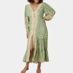 Jurken & Jumpsuits Dames*Elvira - Lange damesjurk met knopen voor de zomer