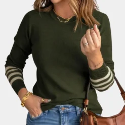 Truien & Vesten Dames*Ema - Elegante damestrui met gestreepte mouwen voor de zomer