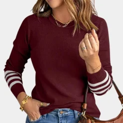 Truien & Vesten Dames*Ema - Elegante damestrui met gestreepte mouwen voor de zomer