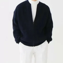 Truien & Vesten Heren*EMILIANO - Luchtige zomer cardigan voor mannen Marine Blauw