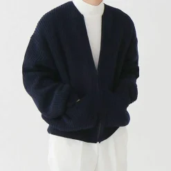 Truien & Vesten Heren*EMILIANO - Luchtige zomer cardigan voor mannen Marine Blauw