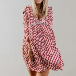 Jurken & Jumpsuits Dames*Emilie - Stijlvolle damesjurk voor de zomer Rood