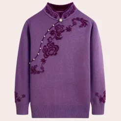 Truien & Vesten Dames*Emiliya - Elegante zomerse trui met mandarijnkraag voor dames