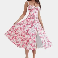 Jurken & Jumpsuits Dames*Emma - Zomerse gebloemde damesjurk met spaghettibandjes