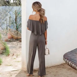 Jurken & Jumpsuits Dames*EMMALYN - Geruffeld off-shoulder zomerse jumpsuit