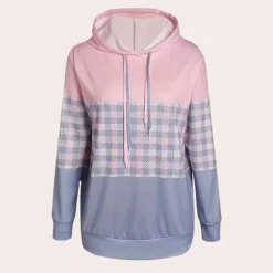 Truien & Vesten Dames*Emmanuelle - Comfortabel geruit zomers sweatshirt voor dames Roze