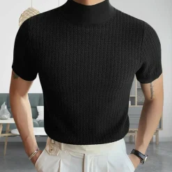 Shirts Heren*ENZO - Slank geribd zomer overhemd voor mannen