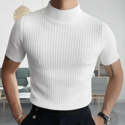 Shirts Heren*ENZO - Slank geribd zomer overhemd voor mannen