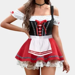 Jurken & Jumpsuits Dames*Felipa - Elegante Zomerse Oktoberfest Dirndl jurk voor dames Rood