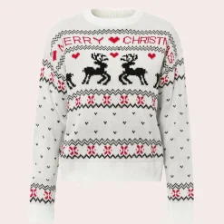 Truien & Vesten Dames*FEONA - Stijlvolle Kersttrui voor Dames Wit