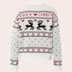 Truien & Vesten Dames*FEONA - Stijlvolle Kersttrui voor Dames Wit