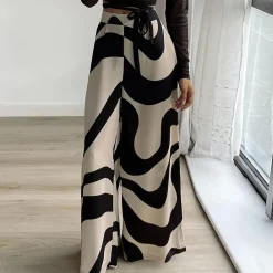 Broeken & Rokken Dames*Fisseha - Stijlvolle Dames Wijde Broek met Hoge Taille voor de Zomer