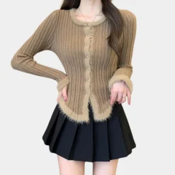 Topjes & Shirts Dames*Flavie - Comfortabel en trendy gebreid geribd damesvest voor de lente en zomer