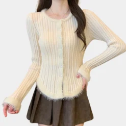 Topjes & Shirts Dames*Flavie - Comfortabel en trendy gebreid geribd damesvest voor de lente en zomer