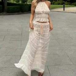 Sets Dames*Fleur - Elegante 2-delige dames set voor de zomer Wit