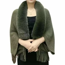 Truien & Vesten Dames*FLORENCE - Lente/Zomer gebreide franje bontkraag sjaal