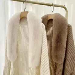 Truien & Vesten Dames*FLORENCE - Lente/Zomer gebreide franje bontkraag sjaal