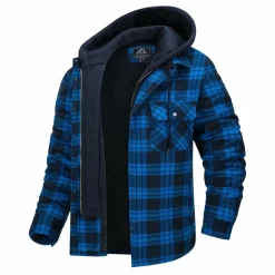 Jassen Heren*FLORIAN - Lichte geruite zomerjas met capuchon voor heren