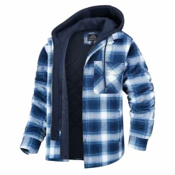 Jassen Heren*FLORIAN - Lichte geruite zomerjas met capuchon voor heren