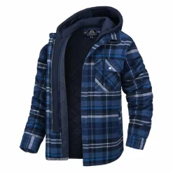 Jassen Heren*FLORIAN - Lichte geruite zomerjas met capuchon voor heren